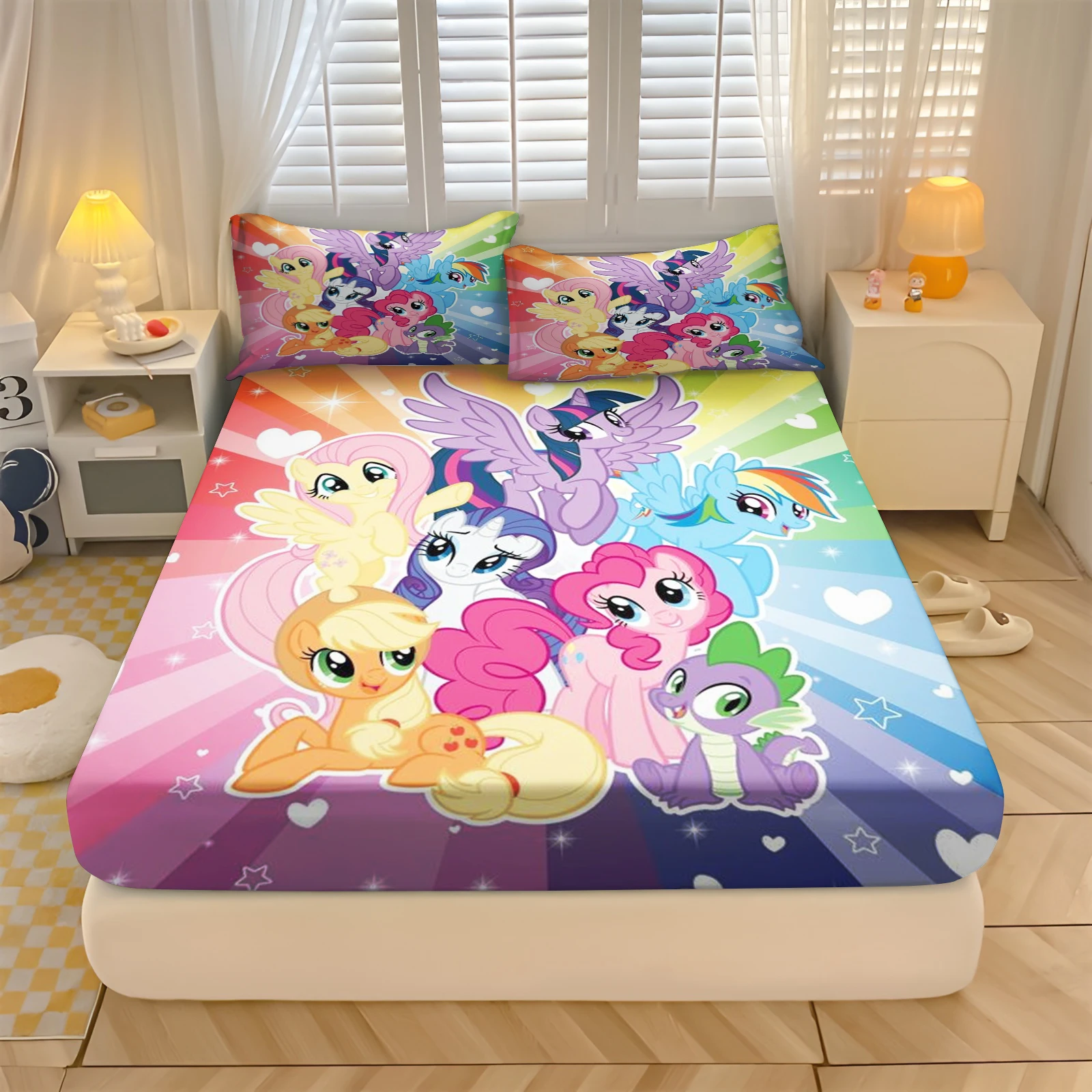 My Little Pony：Friendship is Magic Fitted Sheet 3D Children'S Bedding Set 100% Polyester 2/3pcs Comforte Bed Cover Full Set Home