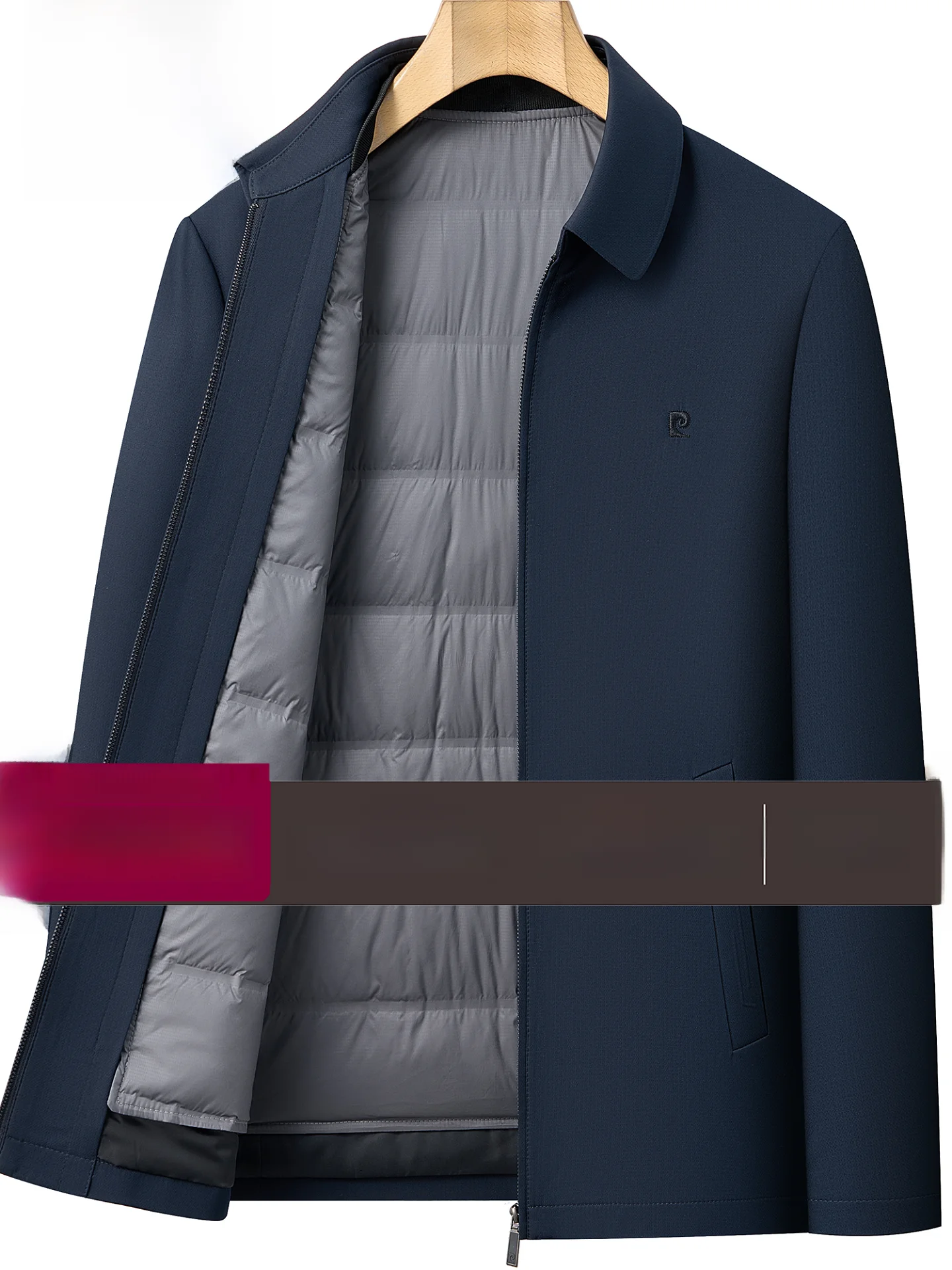 

Pierre Cardin Men's Busin down Jaet Thiened Flap Collar Comfortable Warm Polyester Fiber Commuting Anti- Windproof