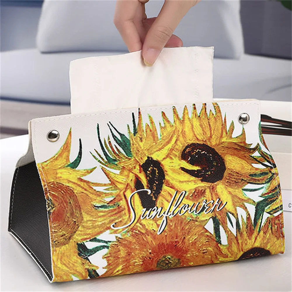 

Sunflower Leather Tissue Box Napkin Holder Car Tissue Box Home Living Room Holder Case Storage Hotel Household Home Storage