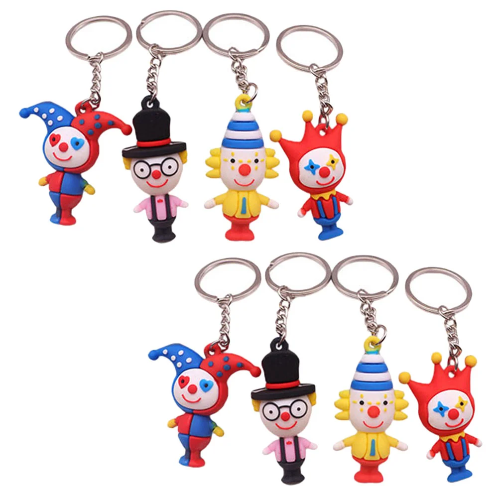 8 Pcs Clown Pendant of The Lid Key Rings Interesting Chains Lovely Cute Pvc Pendants Miss Shape