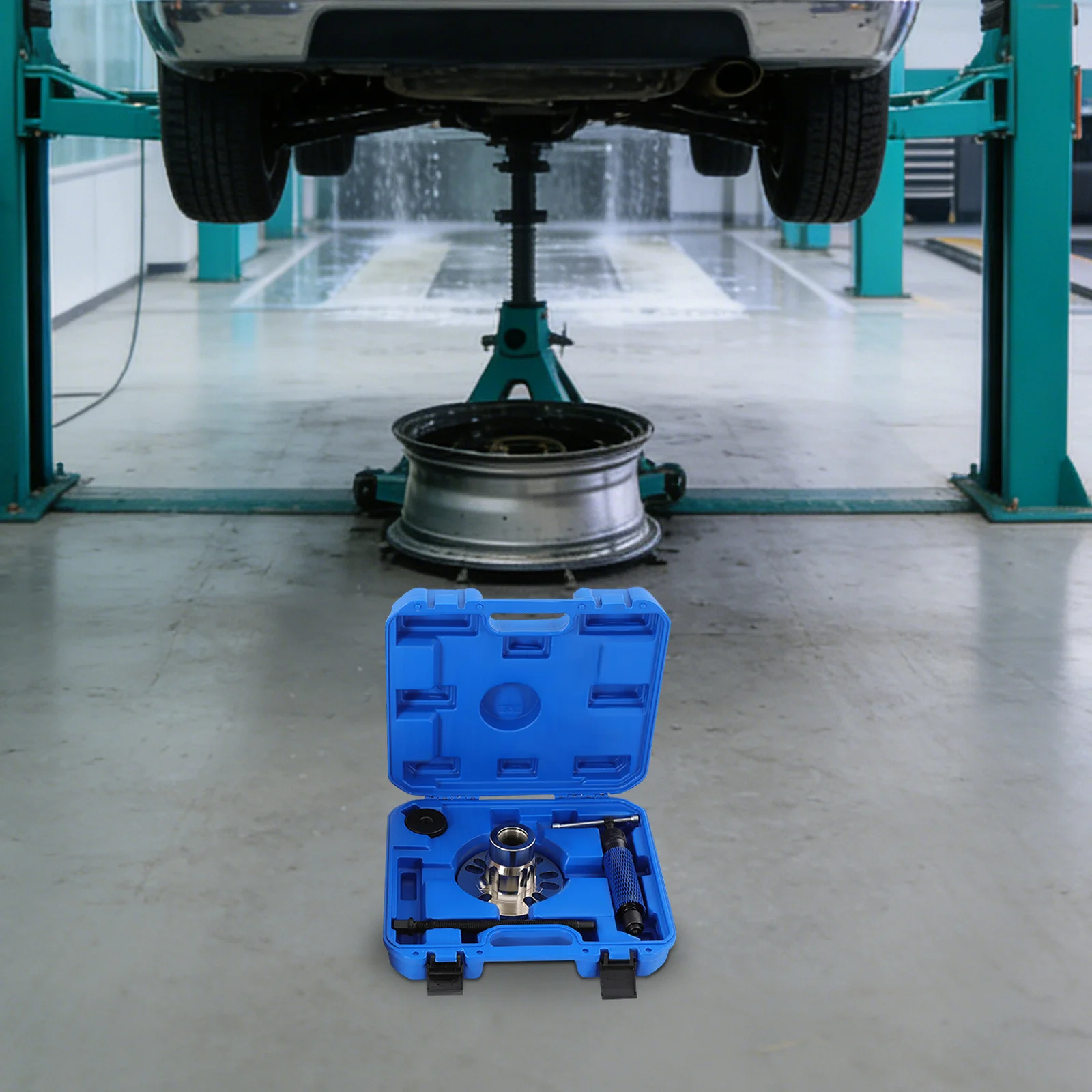 Hydraulisches Radentfernungswerkzeug-Set+10T Druck, Hydraulischer Radnabenabzieher-Set+96-125mm Bolzenumfang, Hydraulischer Felgentrennungs-Set+45 #   Kohlenstoffstahl, für 4/5-Loch-Naben zum