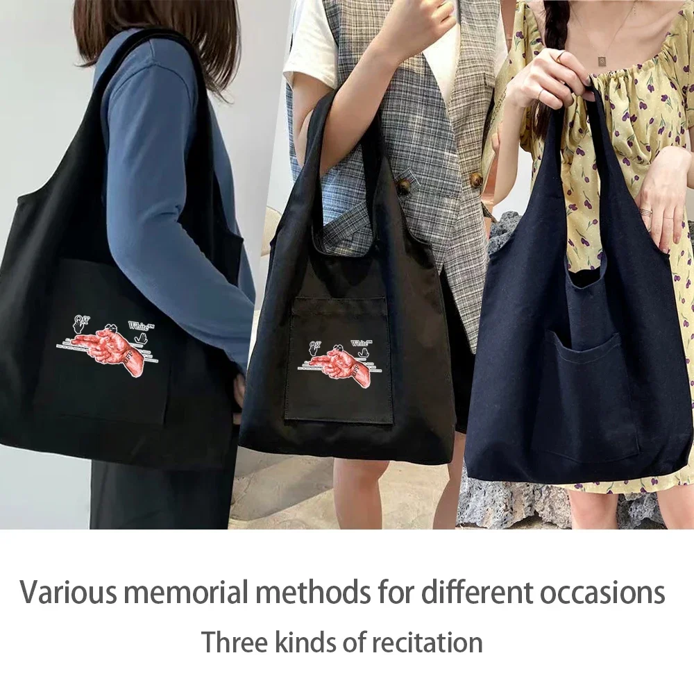Ladies Handbag Canvas Bag Shopper Print Portable Messenger One-shoulder Student Shopping Bag Foldable and ReusableTote Bag image 4