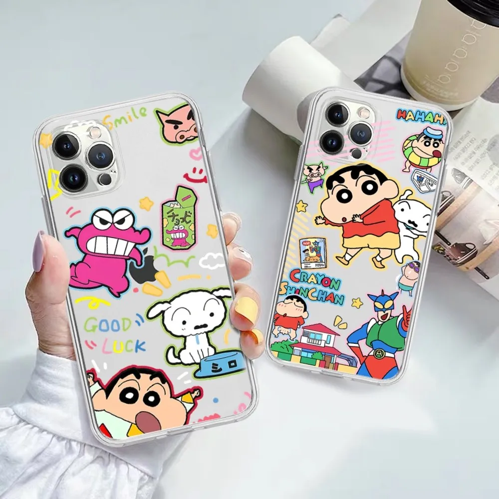 Cute-S-Shin-Boys-C-Chan-Anime-Crayon Phone Case For iPhone 15 11 12 13 14 Mini Pro Max XR X XS TPU Clear Case For 8 7 6 Plus SE