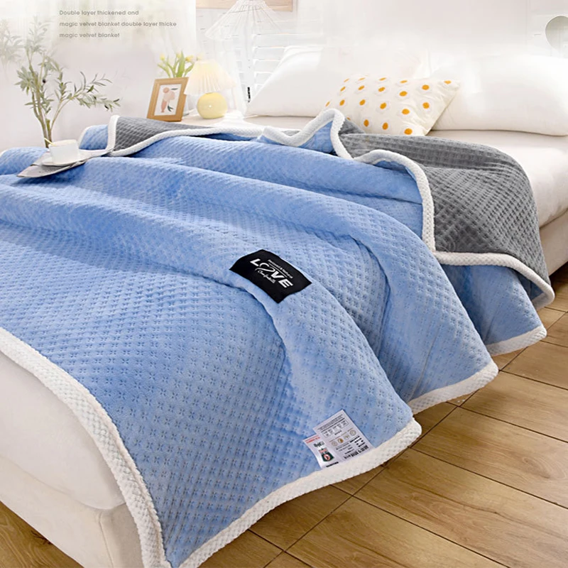 

New In Warm Winter Bed Cover Blanket Plaid Sofa Cover Thick And Milk Fleece Sheet Throw Blankets Bedroom Bedspread