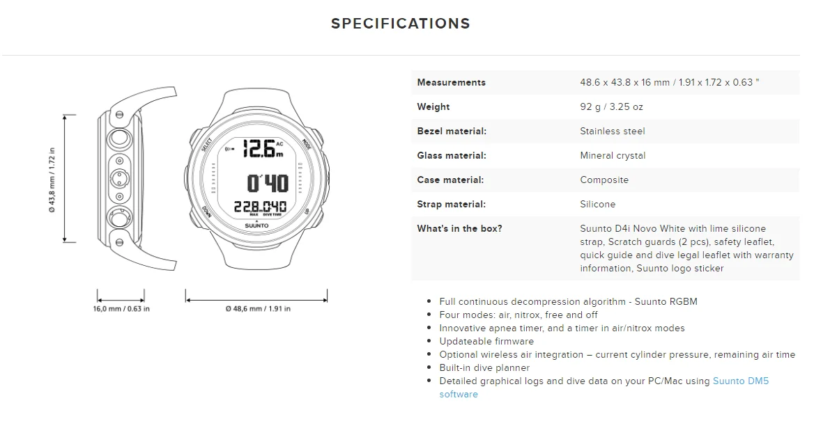 Suunto D4i Novo Scuba Diving Computer Watch With Usb Sports Watch Free Diving Watch Safety Equipment Authentic Global Warranty