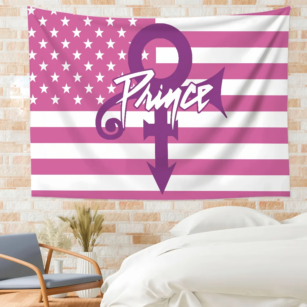 Singer P-Prince R-Rogers N-Nelson Flag Room Decoration Wall Tapestry Hanging Aesthetic Bedrooms Advertising Banner