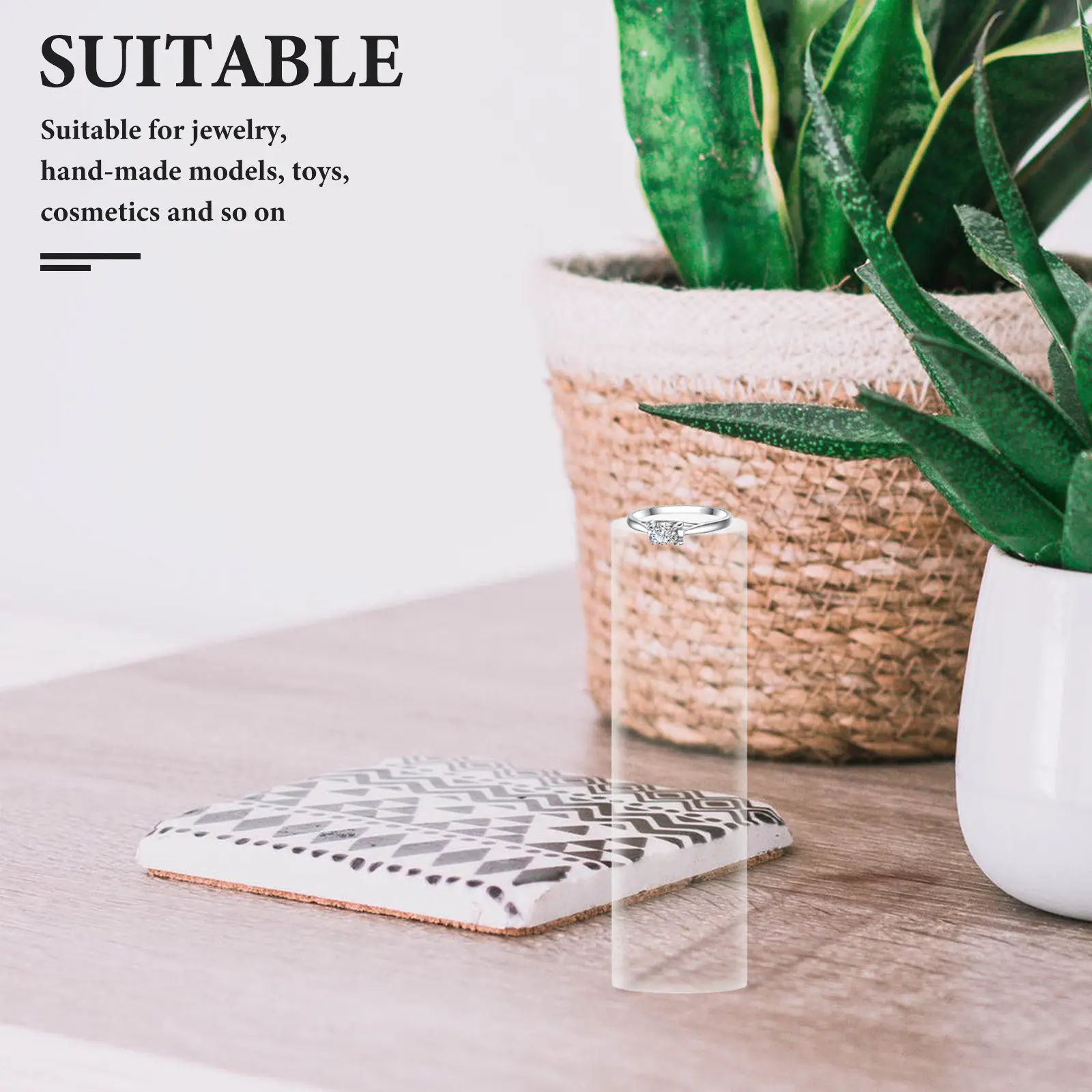 4Pcs Display Base Cylinder Acrylic Risers Transparent Clear Polished Acrylic Jewelry Display Stand Tabletop Perfume Organizer