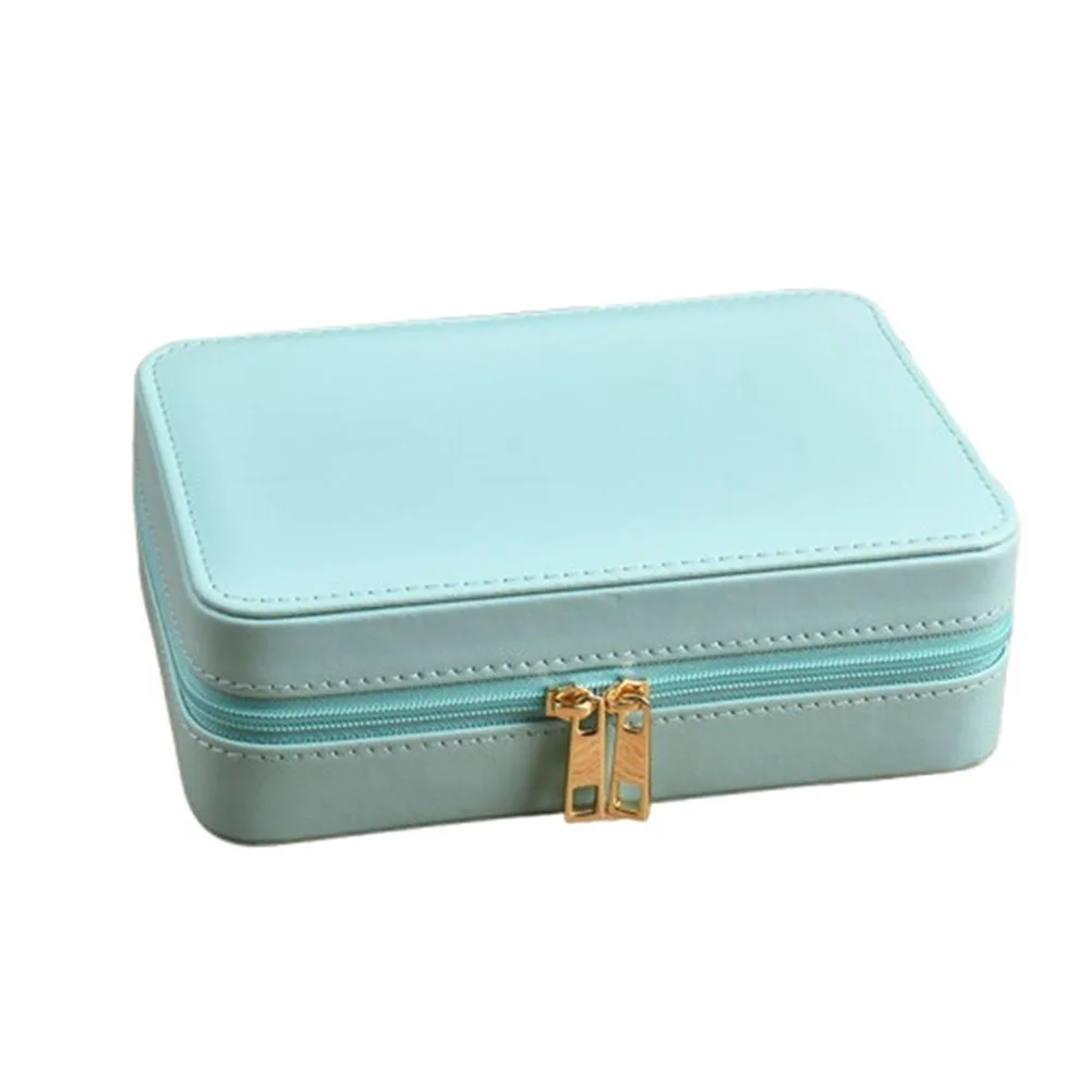 

PU Leather Trinkets Storage Organizer Large Capacity Solid Color Portable Jewelry Organizer Dustproof High Quality