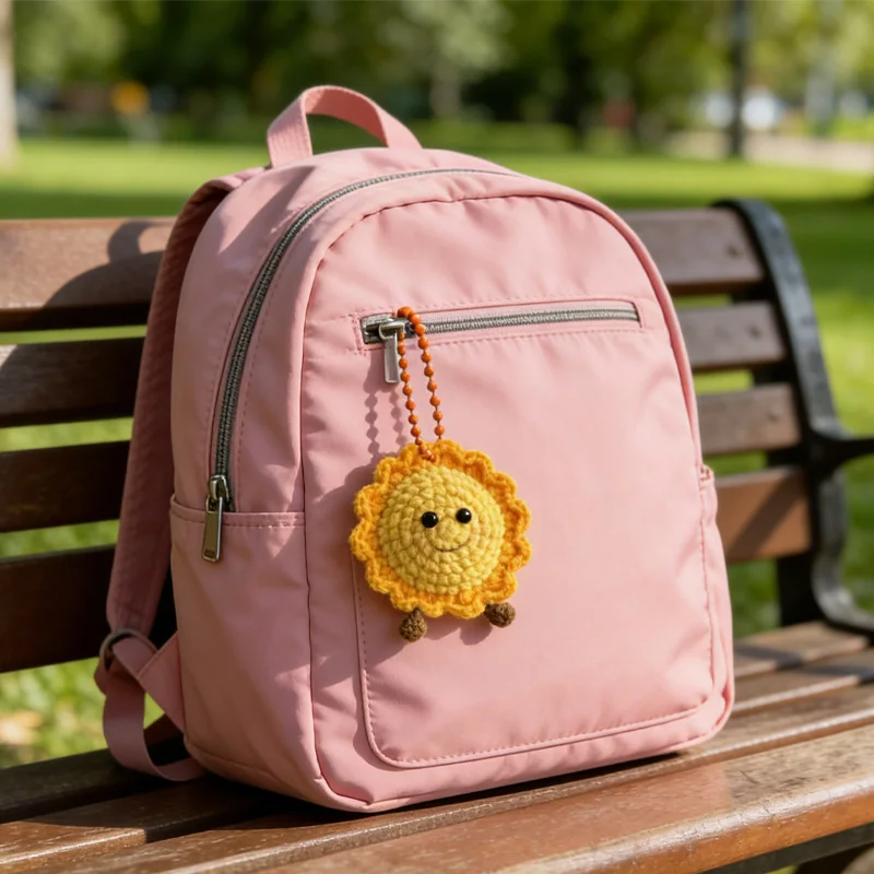 Hand-crocheted sunflower accessory gift, customizable