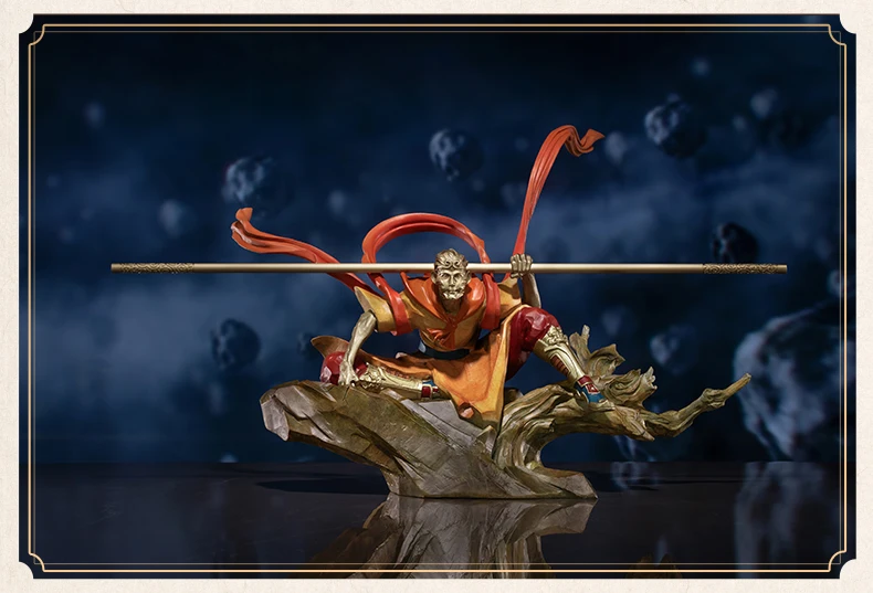 

Chinese Myth Brass XiYouJi Sun Wukong Monkey King Hold Stick Statue Sculpture Home & Office Fengshui Decoration Copper Crafts