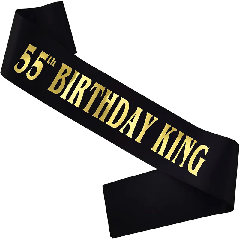 55. Geburtstag König Schärpe für Foto-Requisiten – Happy 55th Birthday Party Zubehör Handgehaltene Geburtstagsdekoration