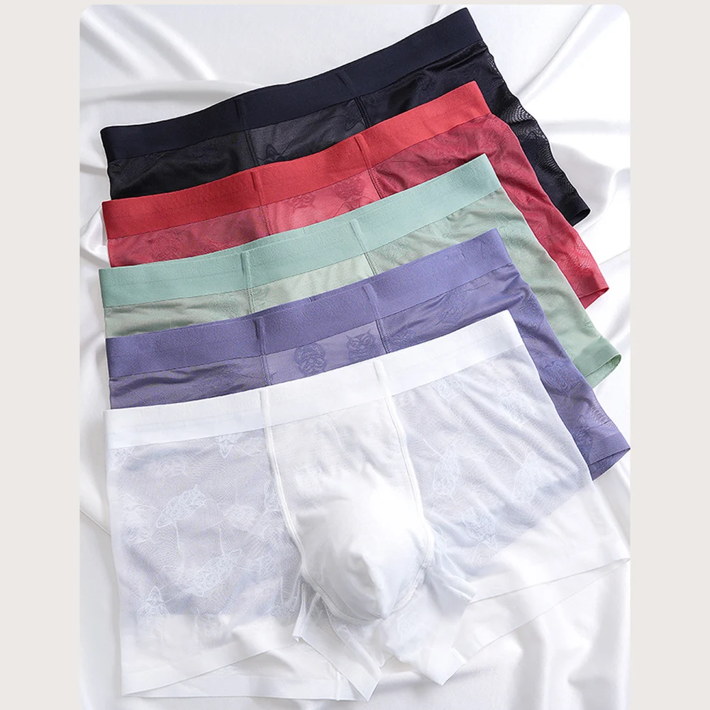 Men's Ultra Thin Breathable Jacquard Mesh Sheer Boxer Shorts Trunks Underwear Offering Lightweight Performance #6