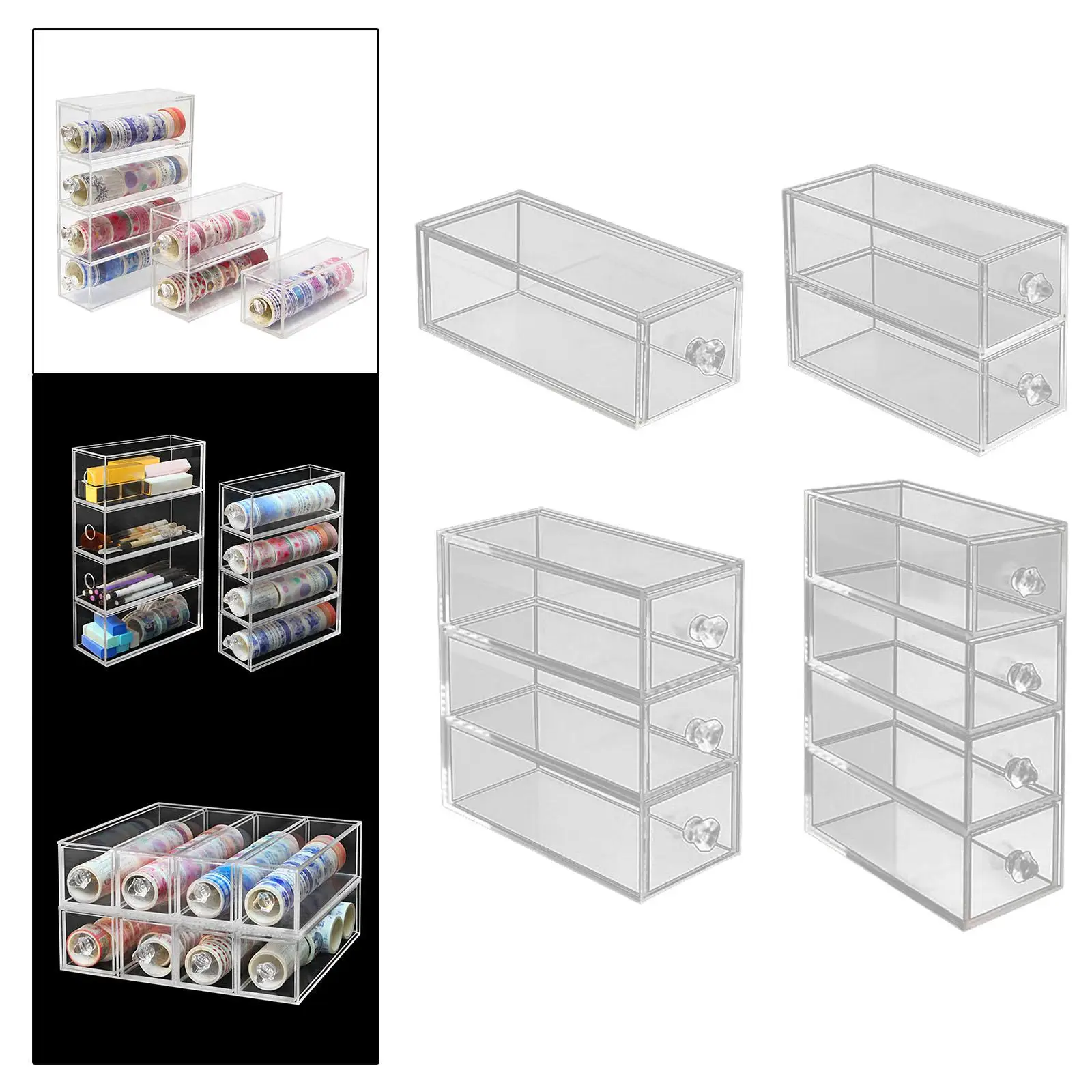 

Drawer Washi Tape Box Cosmetic Makeup Storage Container for Bead Countertop