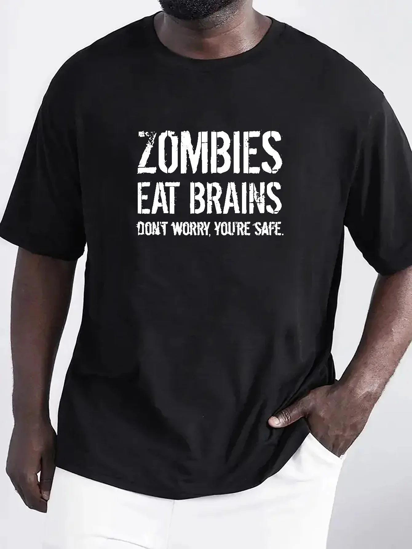 Trend Letters Trendy Fonts Wrinkle Mens T-Shirt Front Shoulder Fit  Fashion Tshirt Round Neck Short Sleeve Regular Fit