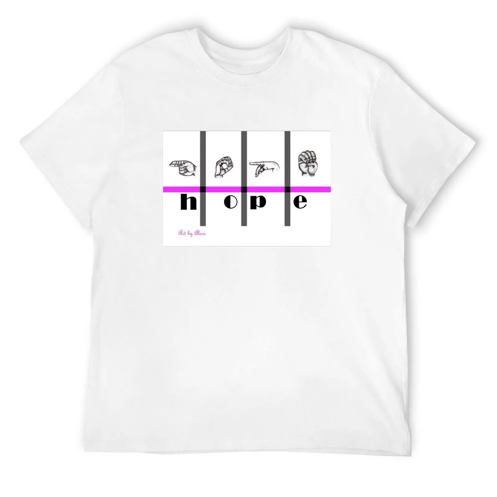 Sign Language Art: Hope T-Shirt blue lock Funny t-shirt graphics black t shirts for men