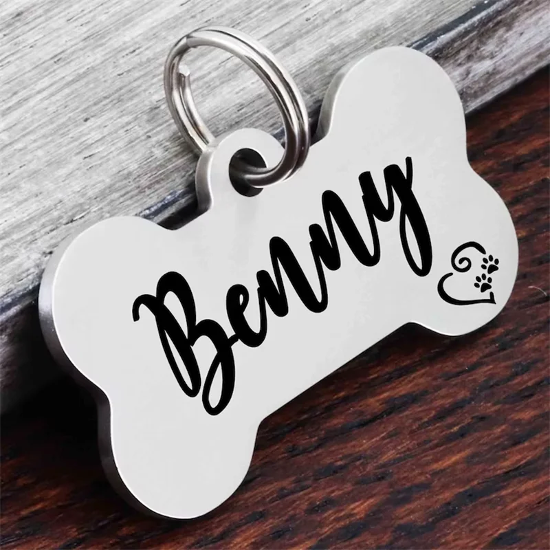 Personalisierte Haustier-ID-Tags für Hunde, Namensschild mit Gravur, anpassbare Halskette für Kätzchen und Welpen, Zubehör mit Kette – Detail 6
