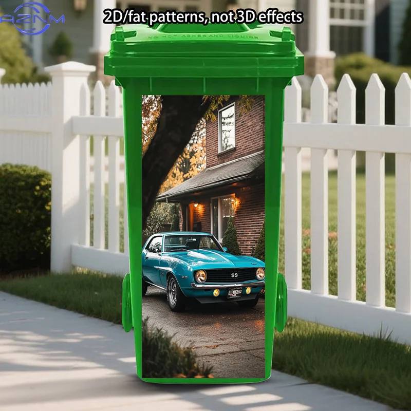 Vintage Muscle Car Trash Can Sticker Decoration, Classic American Car Stickers, Retro Stickers, Look Trash Can Mural