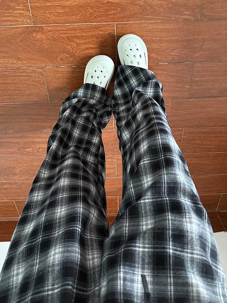 

Мужские брюки Cleanfit в стиле ретро с американским клетчатым принтом, летние тонкие дышащие брюки с широкими штанинами и прямым кроем, повседневные брюки для повседневной носки и офиса