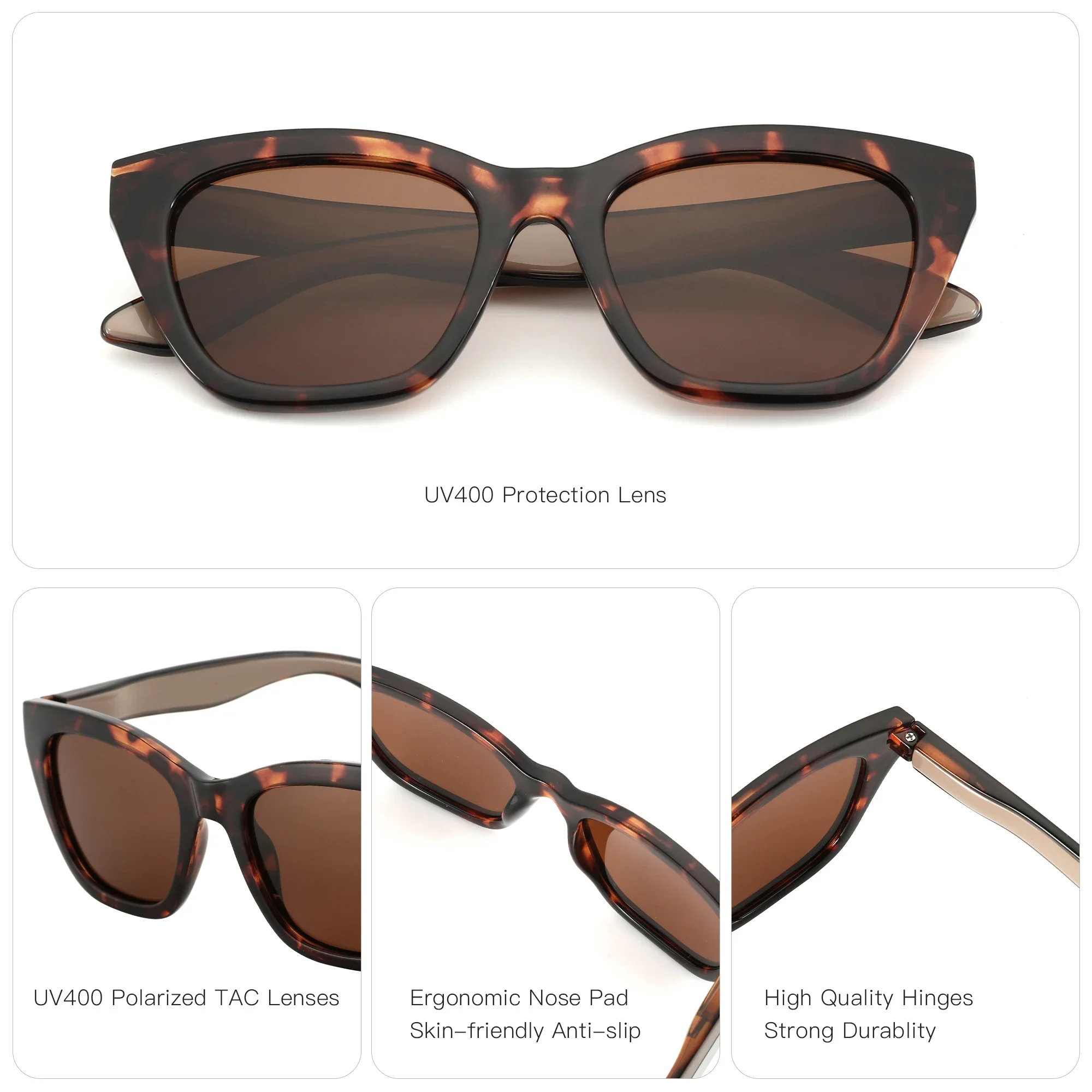 ZENOTTIC Quadratische polarisierte Sonnenbrille 2025, modische Damen-Sonnenbrille mit dickem Rahmen, UV400-Schutz, für Damen, Einkaufen, GIF – Detail 6