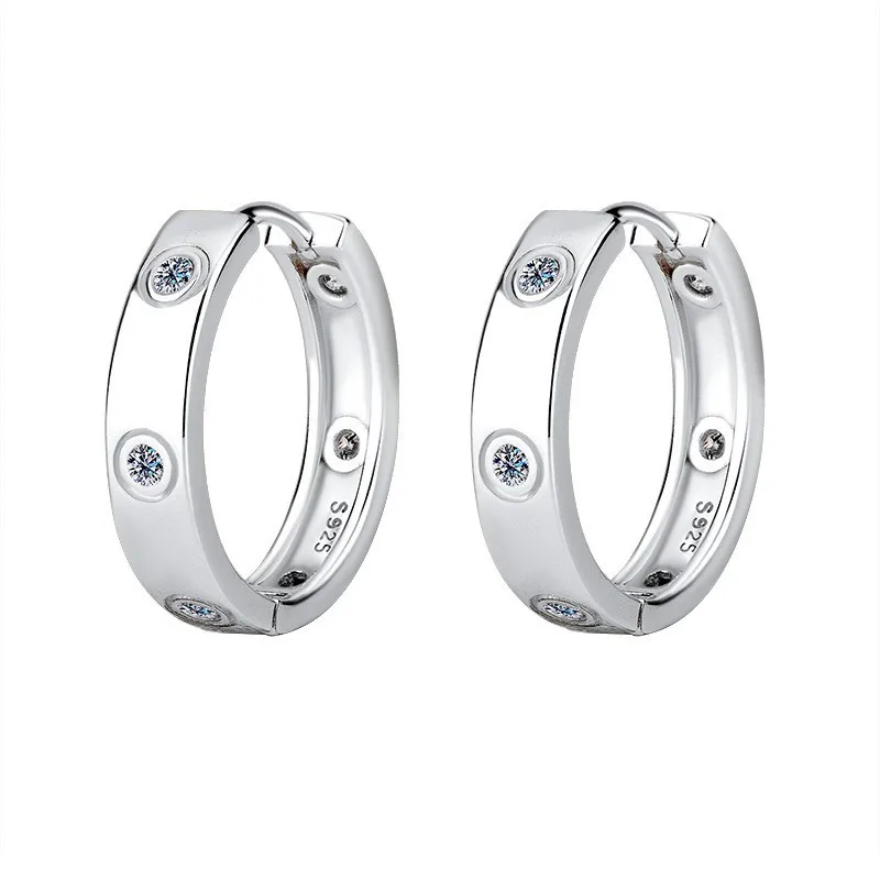 S925 Silver Platinum-Plated 1.2CT D Color 6-Stone Moissanite Women's Drop Earrings Fine Jewelry