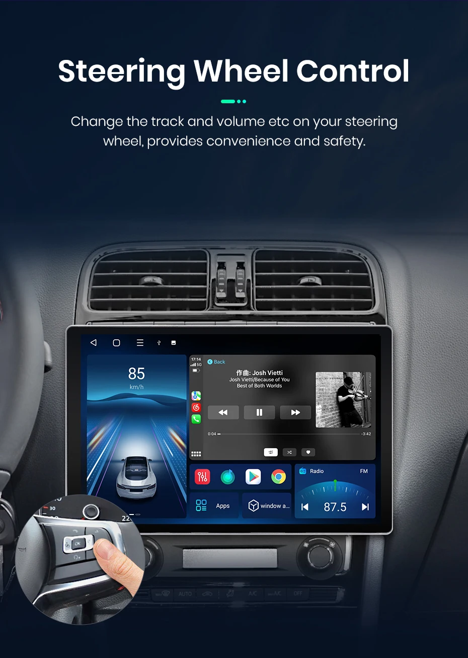 Junsun x7 Serie 11.5 "2k kabelloses Carplay Android Auto Autoradio für vw Volkswagen Polo 5 Limousine 2014-2018 Multimedia Autoradio – Detail 23