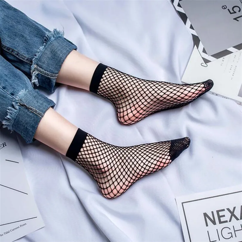 Transparent Anti Hook Wire Ankle Socks Casual Fashion Women Hollow Net Socks Silk Thread able Mesh Net Black Socks