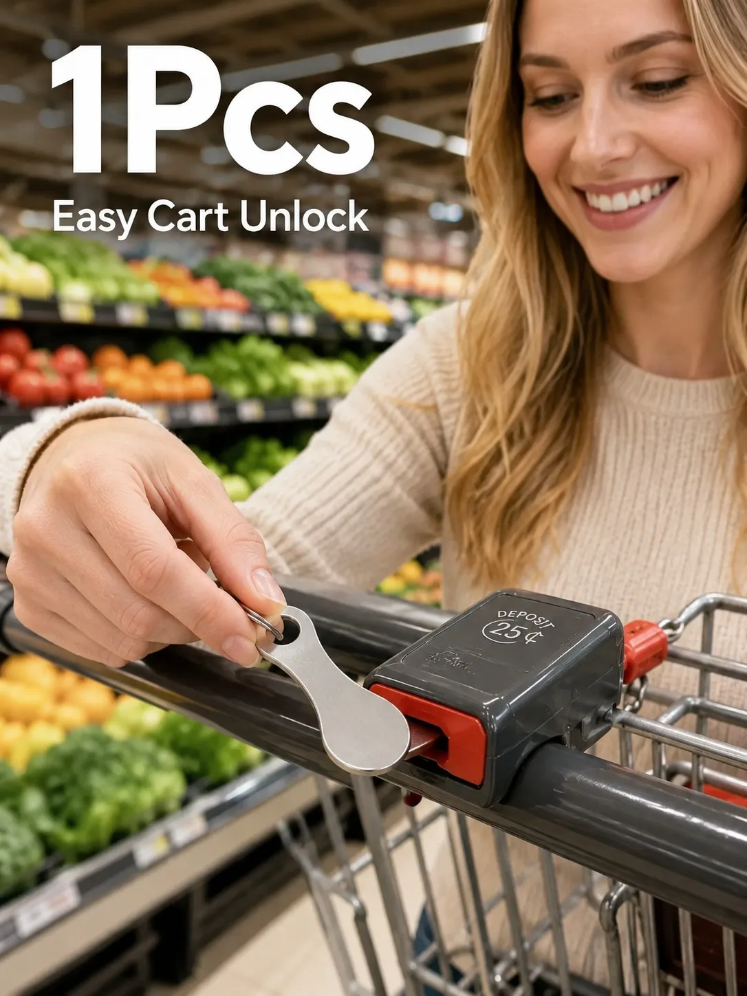Stainless Steel Shopping Cart Keychain Trolley Coin Key Ring Car Holder Gift