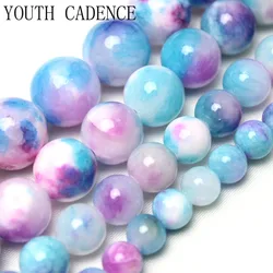 Natural Stone Pink Blue Persian Jades Beads Round Loose Spacer Beads 15