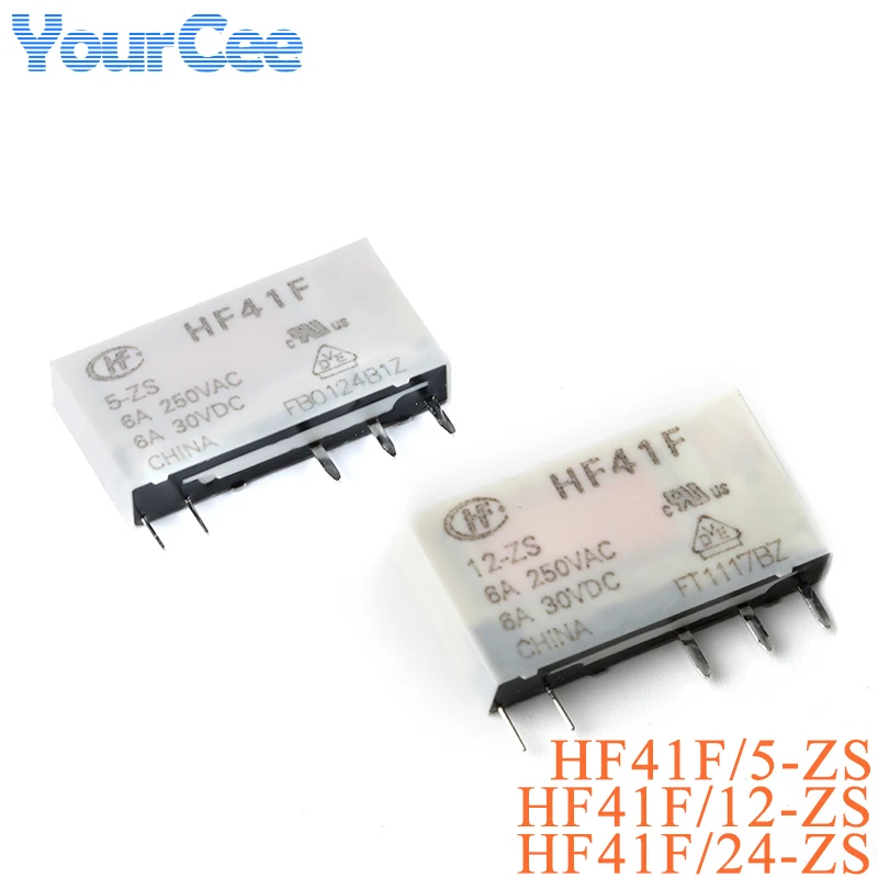 2Pcs Relay HF41F-5-ZS HF41F-12-ZS HF41F-24-ZS Ultra Thin Power Relays 5 Pin 6A HF49FD-012 HF49FD-024 HF49FD-005 -1H11T -1H12