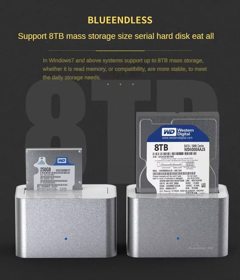 Venda novo doca usb 3.0 para sata 2.5/3.5 polegadas hdd ssd para 20tb hdd/ssd gabinete de disco rígido externo, desktop, laptop