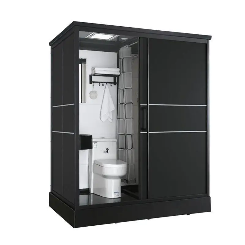

Integral shower room Household black integral toilet Rural integrated bathroom Indoor bathroom Toilet room