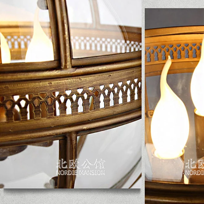 Led E14 Retro Amerika Besi Kaca Vintage Perunggu Hitam Bola Lampu Gantung Pencahayaan Suspensi Luminer Lampen Kilau untuk Foyer