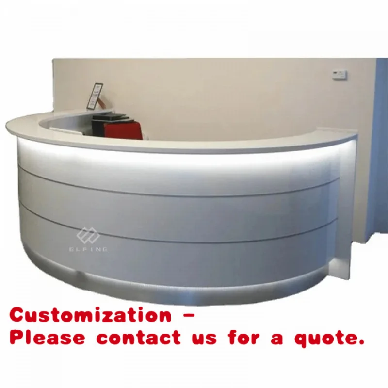 

custom.Classic One Person Office White Semicircle Marble Reception Desk