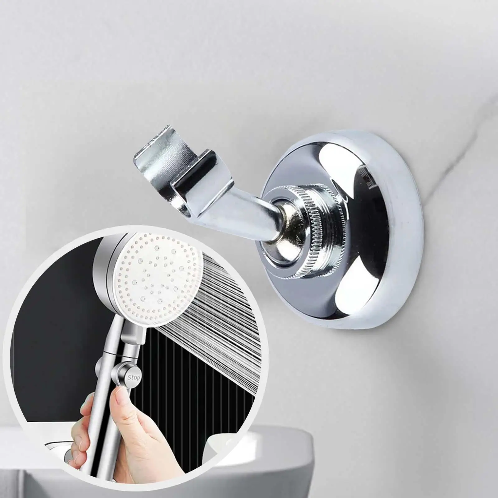Hand Shower Holder Zinc Alloy Wall Mounted Handheld Adjustable Angle Bathroom Fitting Wall Shower Accessories Shower Holder
