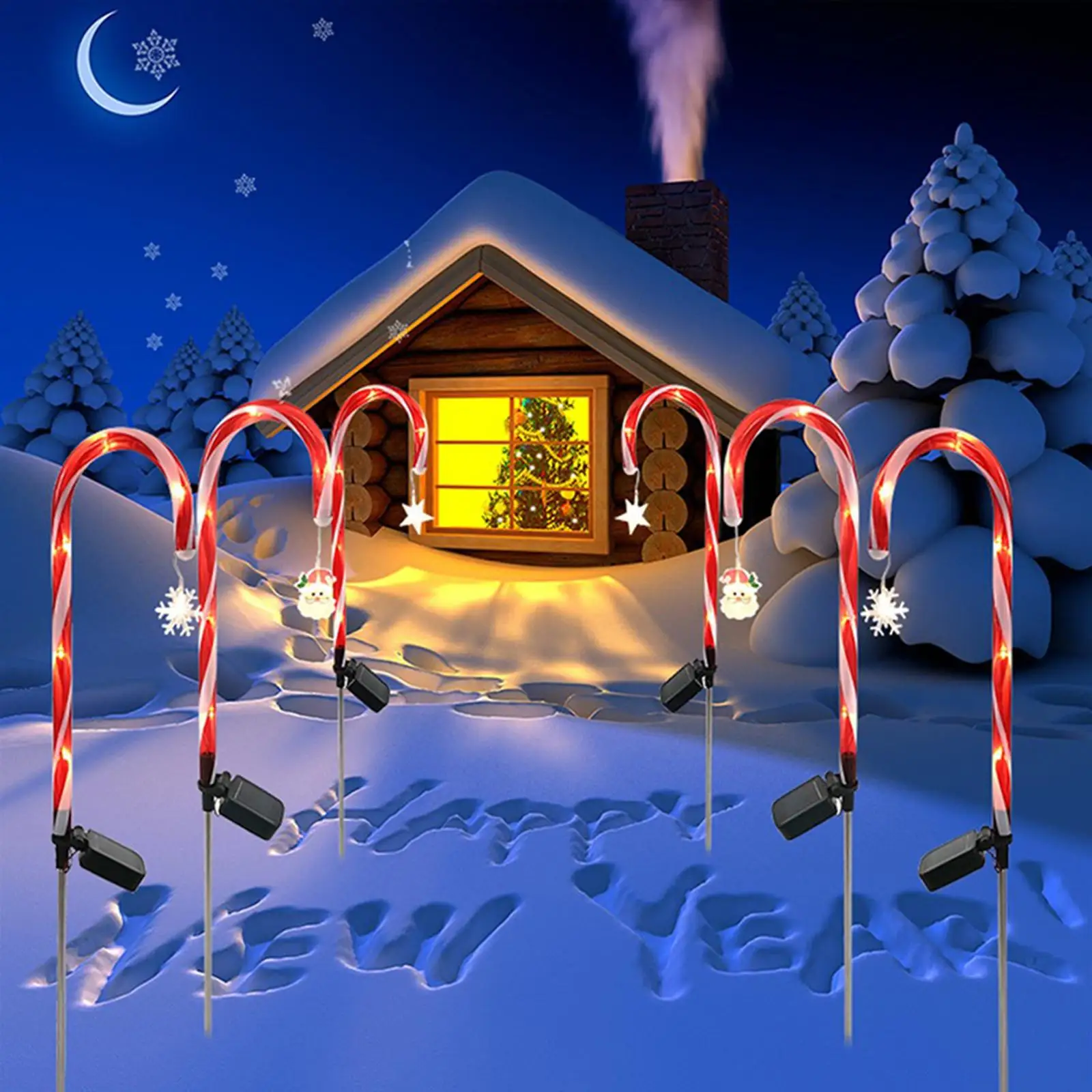 3 Pieces Christmas Candy Cane Pathway Marker Lights for Wedding New Year