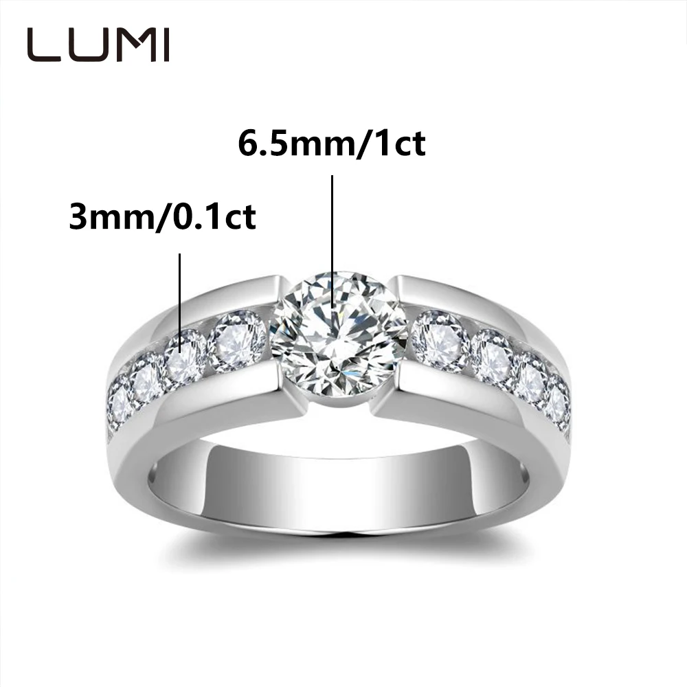 

Big Hit 6.5mm 1cctw Original Moissanite Men S925 Silver Ring for Daily Wear Romantic Anniversary Birthday Jewelry Present