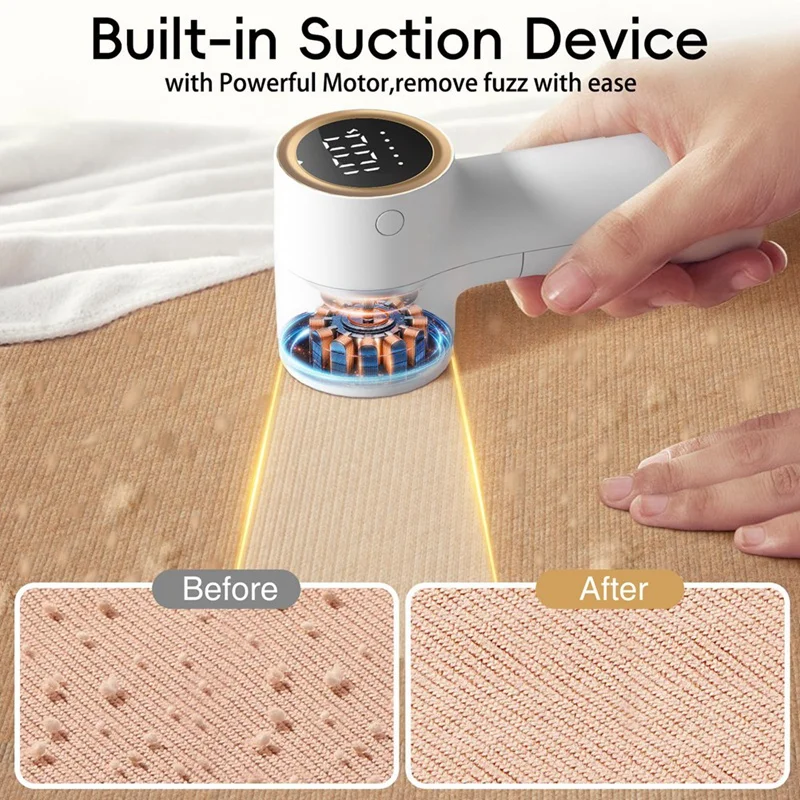Fabric Shaver, Lint Remover For Clothes With LED Display, USB Rechargeable Debobbler, Lints Shaver Defuzzer Easy To Use