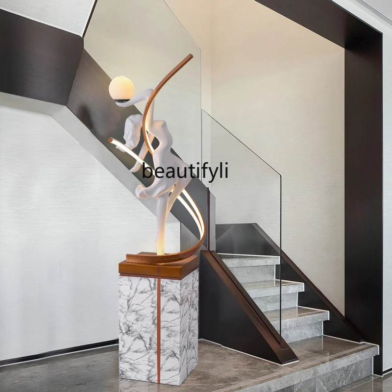 Creative humanoid sculpture ornament home entrance living room lobby light luxury high-end decorative floor lamp