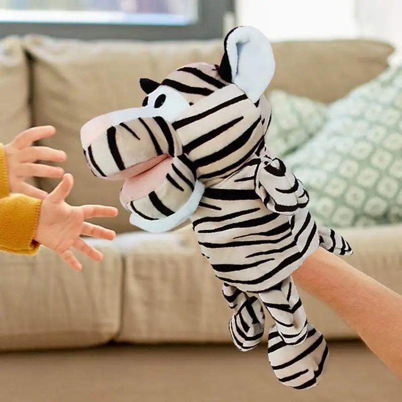 Fantoche de mão para crianças, boneca de fantoche de contar histórias para show, teatro, bonecas de animais macios, cesta para aniversário, feriado, natal