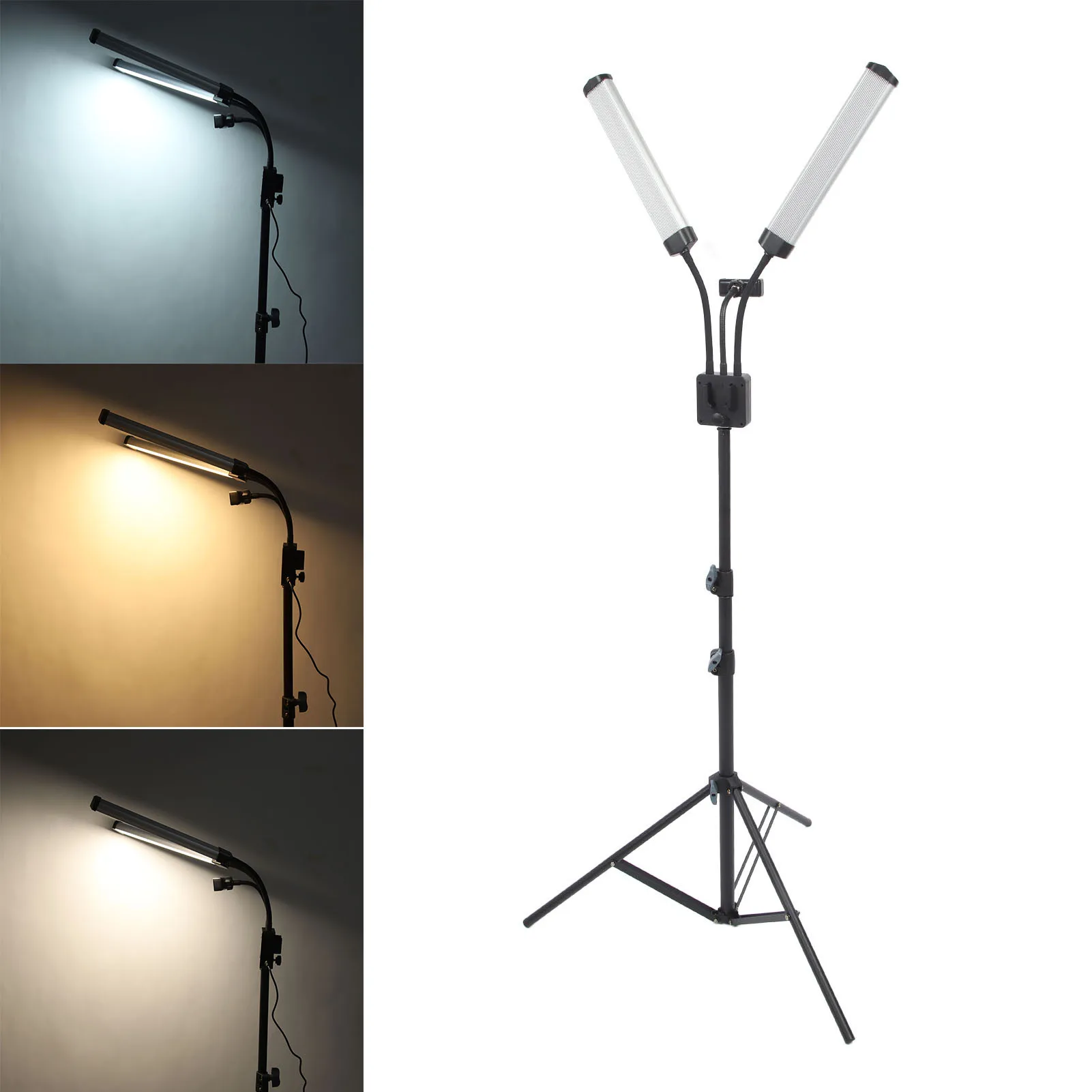 40W Dual Arms LED Fill Light with Phone Holder 3200K‑5600K Foldable 3 Modes LED Stick Fill Light for Live Video Photography