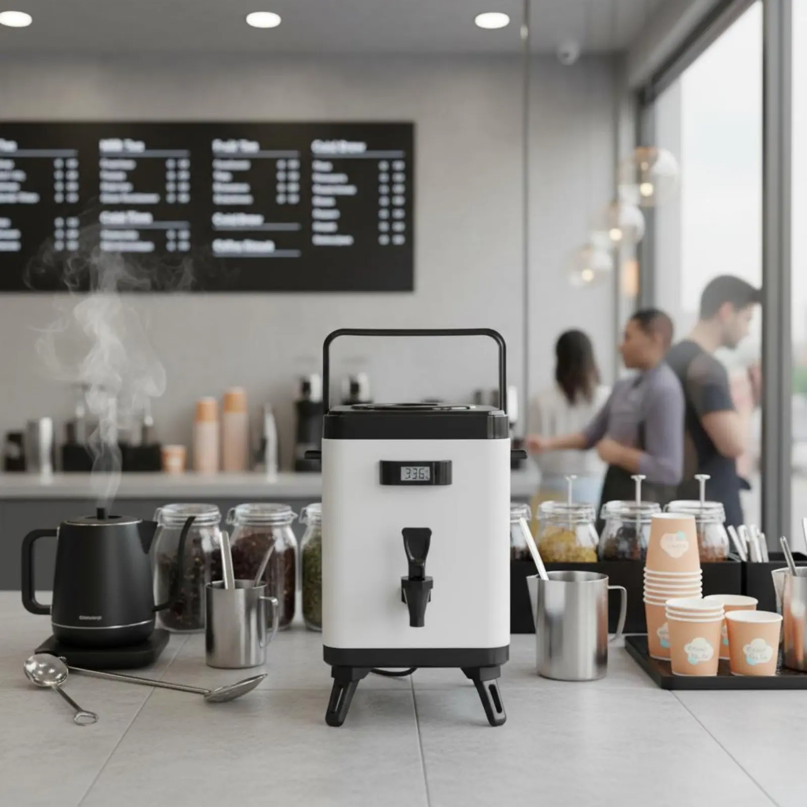 

Milk Tea Container Carry Handle Square Beverage Dispenser Insulated Beverage Dispenser Portable Thermal Drink Container Stable