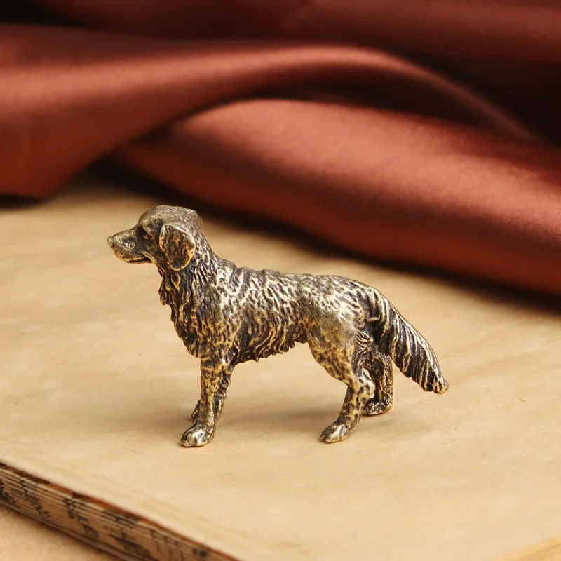 Antique Bronze Statue Lucky Dog Pure Copper Desktop Animal Ornaments Handmade Vintage Brass Hound Home Decorations Accessories