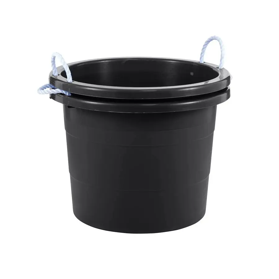 

19 Gallon Rope Handle Tub, 2Pack, HeavyDuty Organization and EasyAccess Storage Tub, MultiPurpose, Made with Rugged Plastic, Bla