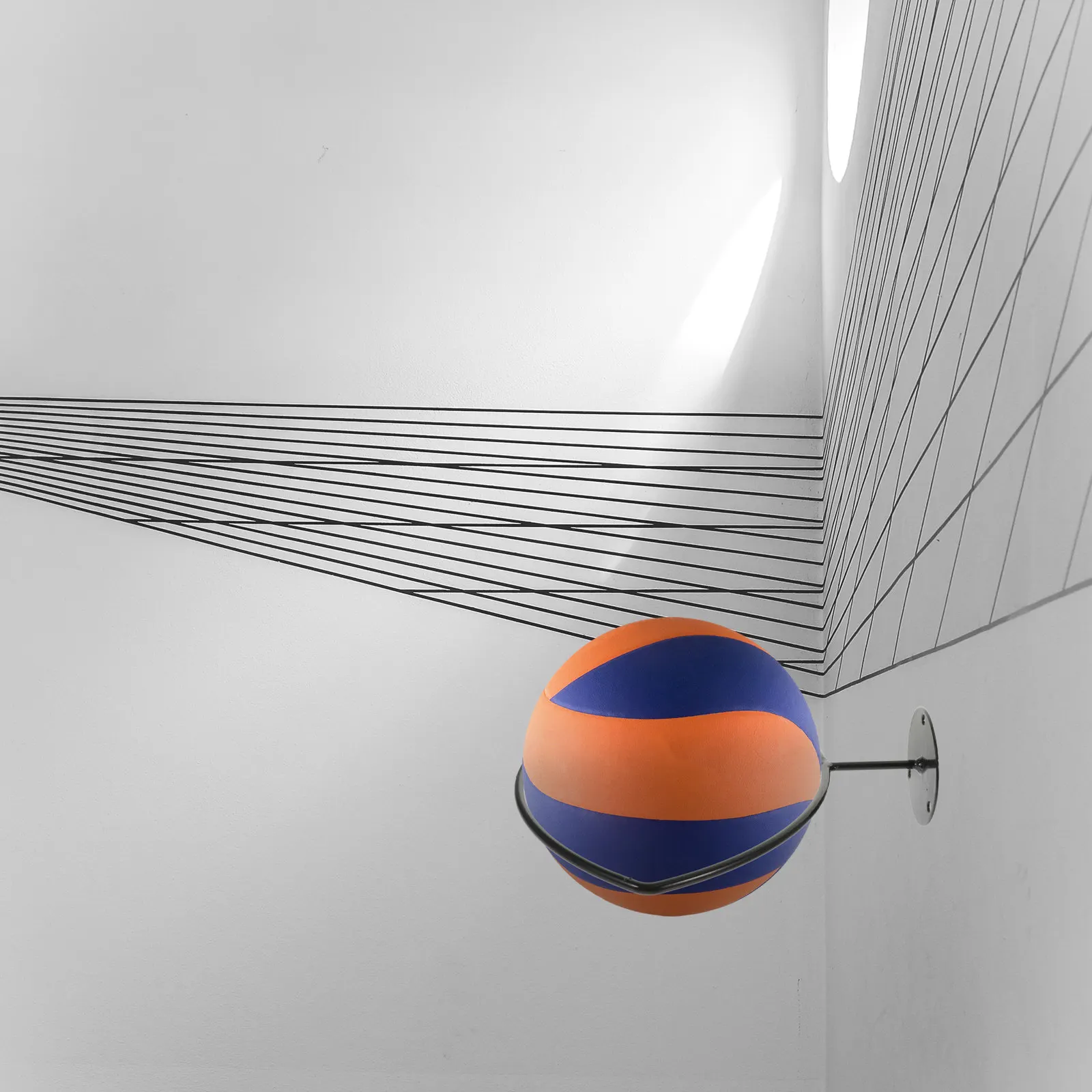 

1Set Sturdy Iron Wall Mounted Basketball Rack Strong Rust-Proof Balls Display Stand for Household Gym Exhibition Use