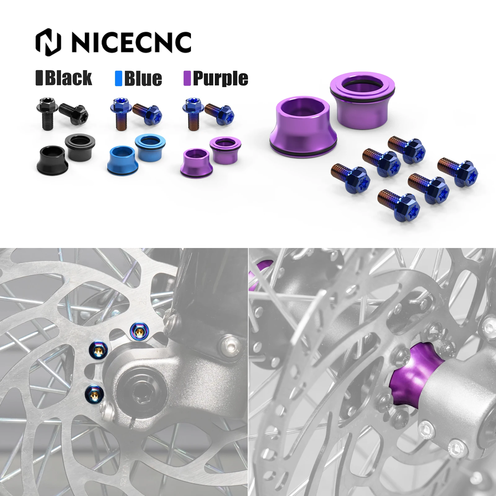 

For Surron light bee X S L1E Segway X 160 X260 Dirt Bike M5*10 Front Brake Disc Pad Screws & Front Wheel Spacers Hub Collars