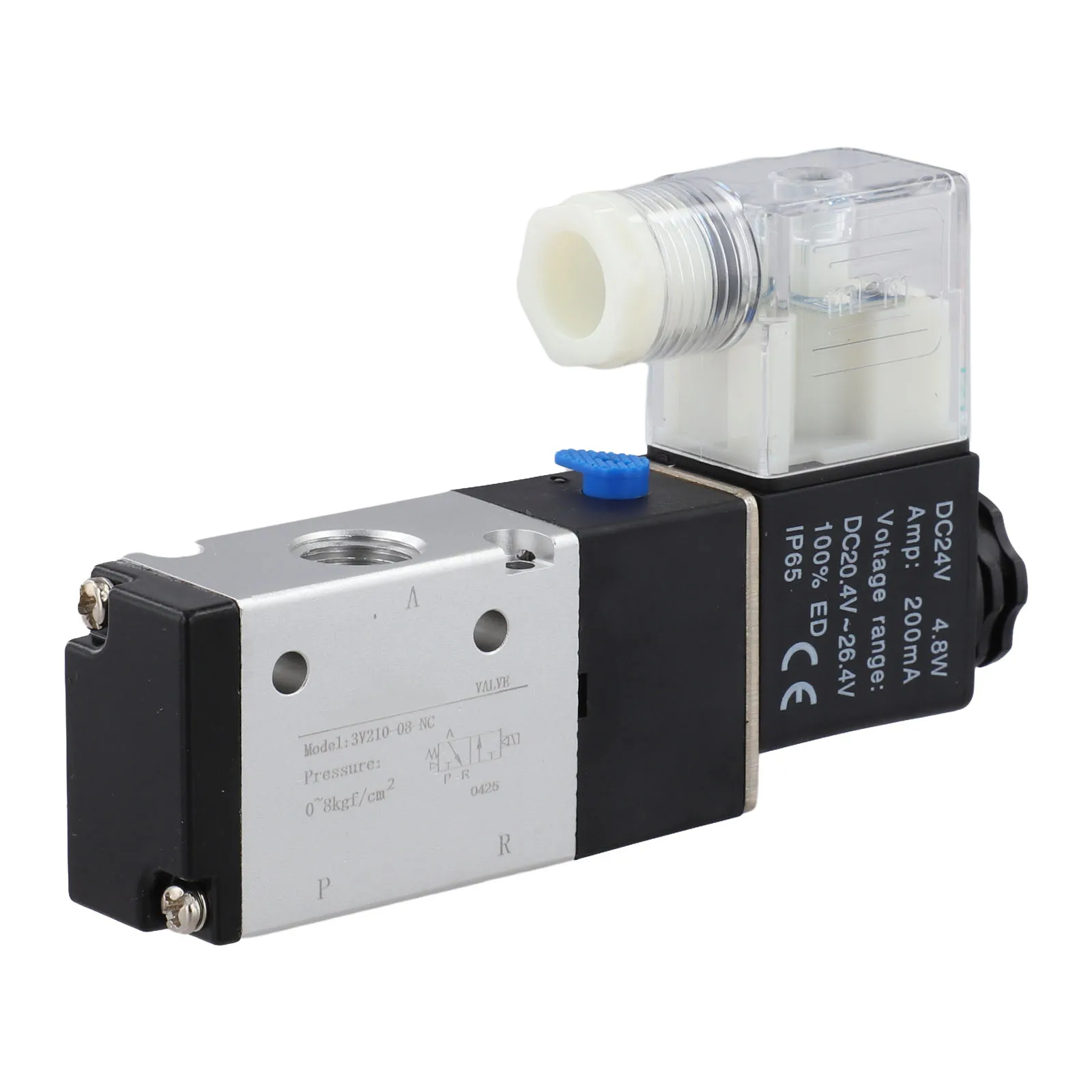 DC24V Pneumatic Solenoid Valve AIRTAC Type 3V21008 3 Way 2 Position Design Aluminum Alloy Material with IP65 Rating