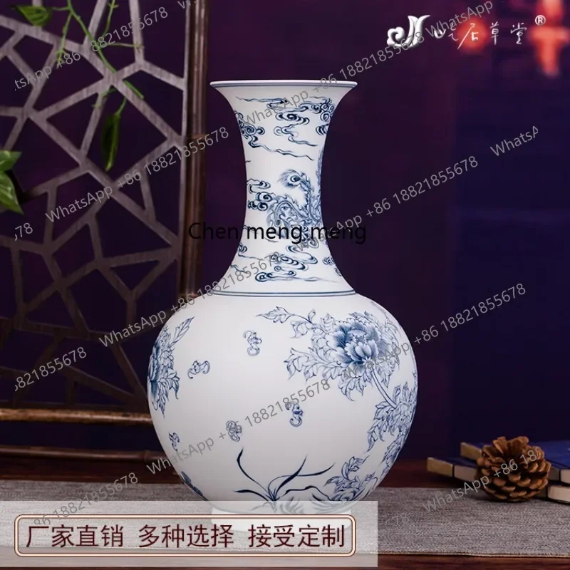 A74Hand-painted vase, Jintang Fugui appreciation vase, Jingdezhen ceramic blue and white porcelain factory direct sales