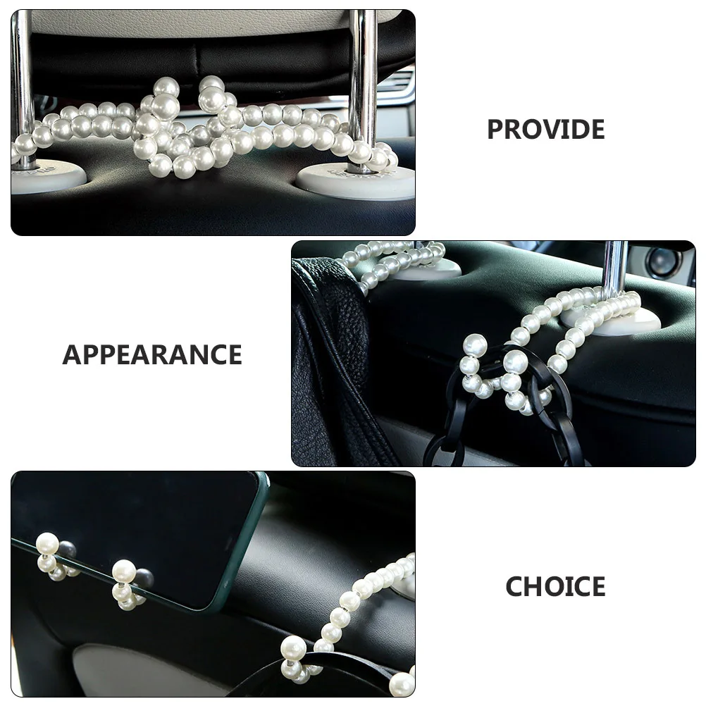 

1Pair Stainless Steel Car Hooks Pearl Design Car Headrest Hanger Seat Back Heavy Duty Organizer Storage Seat Back Hooks