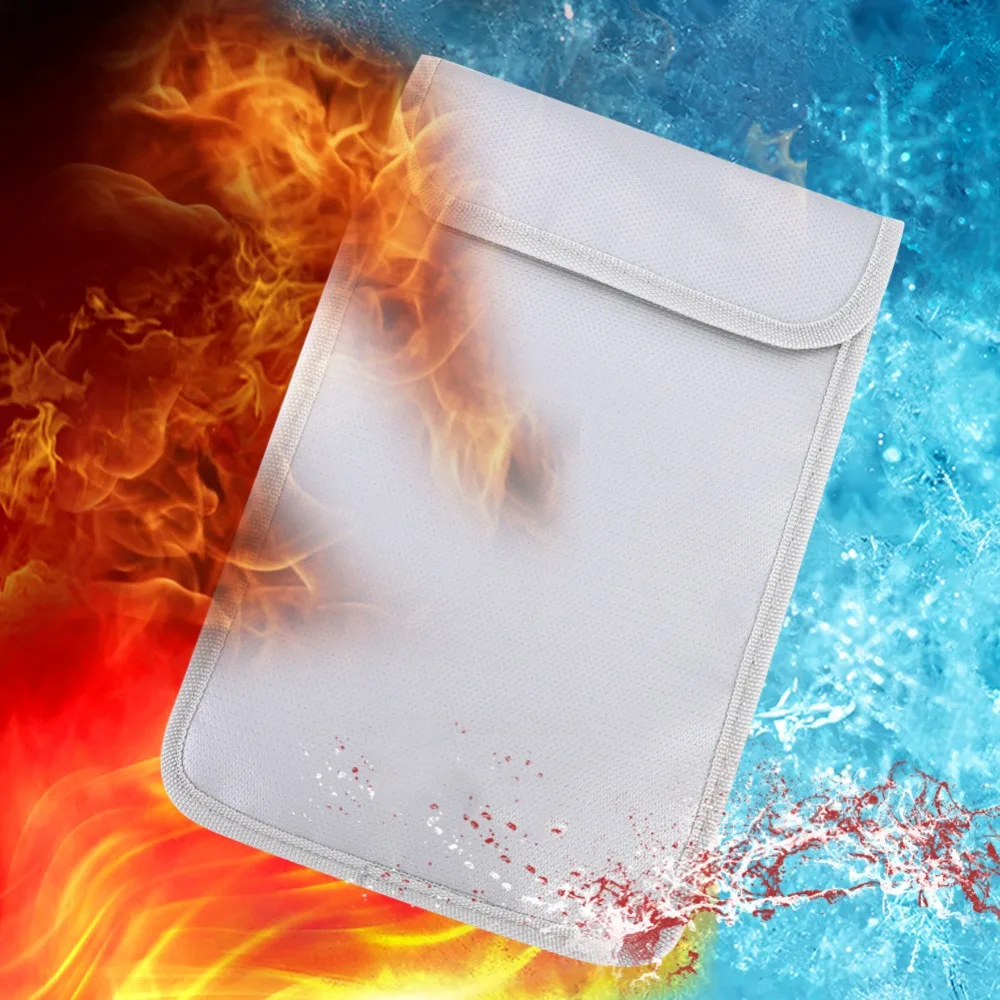 

27x17.5cm Fireproof Bag Vertical Moistureproof Fireproof Storage Bag Double-zipper Fireproof Safety Bag Asset Protection