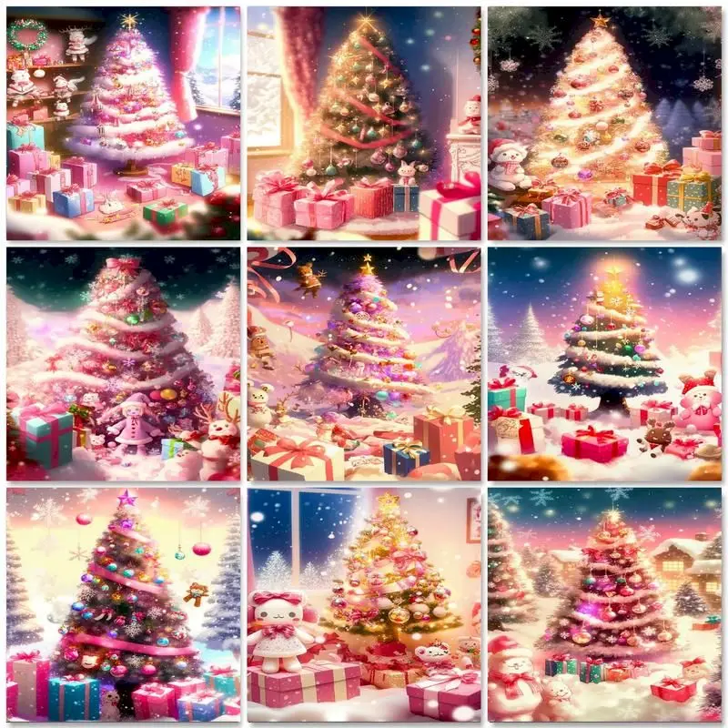 

GATYZTORY Christmas Tree Painting By Numbers For Handicrafts Children Coloring By Numbers Diy Gift Picture Paint Home Decors